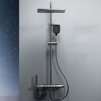 Ensemble de douche numérique OEM ODM avec affichage numérique, 4 fonctions, finition bronze, pommeau de pluie, douchette à main, jets latéraux, eau chaude et froide, vente en gros