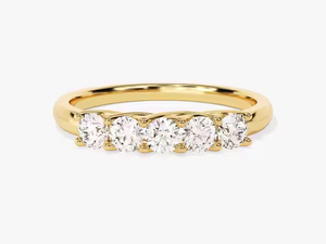 Anello <span class=keywords><strong>Eternity</strong></span> con Cinque Pietre e Diamanti Semi-Incastonati in Oro Massiccio 18K 14K, Anelli Nuziali con Diamanti Coltivati in Laboratorio per Donne e Uomini - Product Image 5