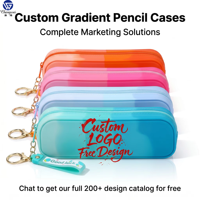 Étui à crayons en silicone, pochette de couleur dégradée, étanche, multifonctionnelle, élégante, pour enfants