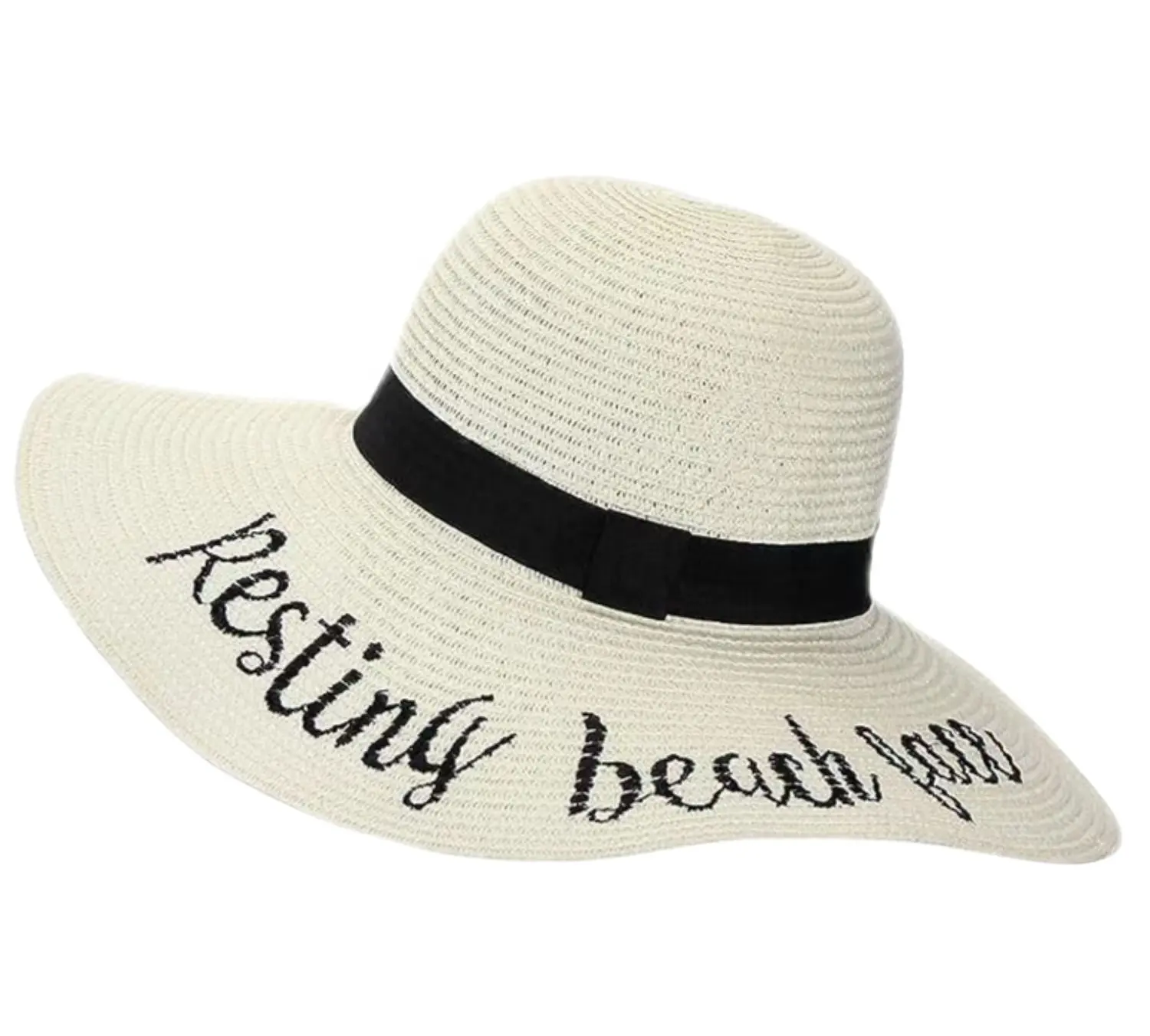 Ruimantike produces embroidered beach hats Sun hats Wide brim straw braiding Women's beach hats summer travel straw