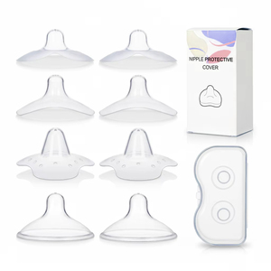 Op maat gemaakte BPA-vrije zachte siliconen tepelhoedje vlindervormige borstvoedingsbeschermer met draagbaar etui voor zogende moeders OEM - Product Image 1