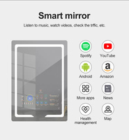 Miroir Intelligent de Salle de Bain Étanche avec Téléviseur à Écran Tactile de 21,5 Pouces, Éclairage LED Réglable à 3 Couleurs, Prévisions Météorologiques et Suivi de Santé
