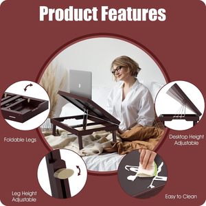 <b>Wooden</b> folding reading <b>table</b>, multifunctional lazy <b>table</b>, computer desk, <b>foldable</b> <b>wooden</b> <b>table</b>, home <b>wooden</b> breakfast <b>table</b>, - Product Image 3