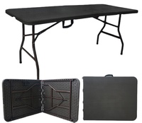 BEST-SELLER - Meubles de jardin modernes pour l'extérieur - Table pliante de 6 pieds - Surface en plastique - Étanche - Écologique - Portable - Pour le parc