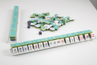 Ensemble de Mahjong Américain de Luxe Moderne, Motif Nautique, Tuiles en Mélamine avec des Motifs de Voiliers, Coquillages, Sirènes et Vie Marine