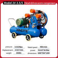 Compresseur d'air mobile diesel à double réservoir 75 CFM, compresseur industriel portable pour le forage de roches minières et le pompage d'eau