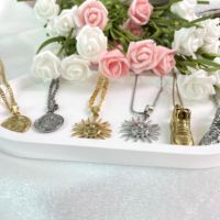 Bijoux de mode plaqué or 18 carats, mélange d'argent, pendentifs 3D Soleil et Lune, collier à crochet en acier inoxydable pour femmes et hommes