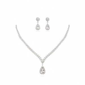 Jc – ensemble de bijoux en alliage et strass pour femmes, 2 pièces, collier et boucles d'oreilles, pour fête de mariage, cadeau élégant à la mode - Product Image 1
