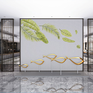 Revêtement mural brodé Ke Hong Golden Emperor, motif botanique, textile imperméable, pour mur de fond de télévision pleine longueur - Product Image 3