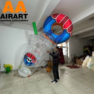 <span class=keywords><strong>Donut</strong></span> de tazas de café inflables gigantes de nuevo diseño para decoraciones de eventos al aire libre de cafeterías, personalizables con logotipos - Product Image 4