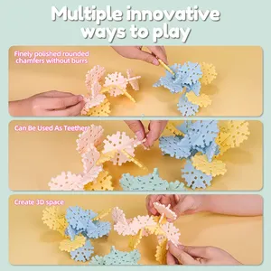 Venda quente Interlocking Silicone Mordedores Para Educação Brinquedos Do Bebê Para Crianças 7 Anos Snowflake Brinquedo Educacional