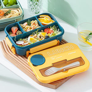 Nueva Lonchera de Plástico para Microondas con 4 Compartimentos, Recipientes para Alimentos para Oficina, 1.3L, Juego de Loncheras Bento Portátiles - Product Image 4