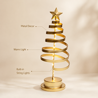Sapin de Noël en métal pré-éclairé de qualité supérieure, écologique, avec lumières LED blanc chaud et base de support pour une utilisation en intérieur