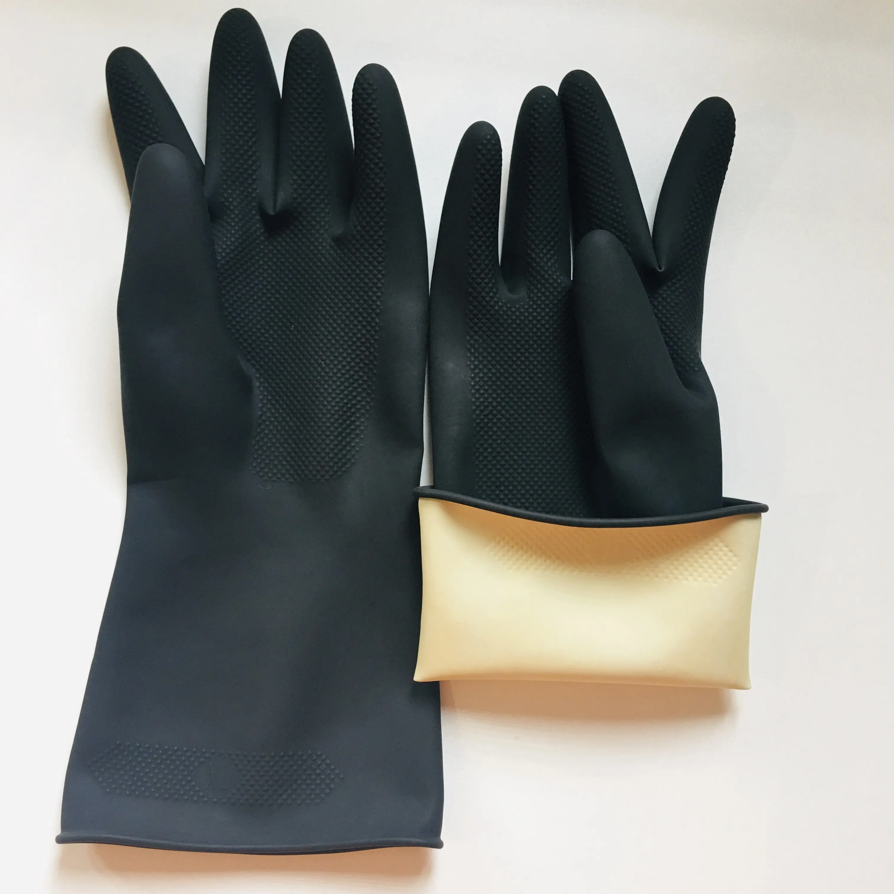 耐薬品性安全ゴム手袋のための極厚BlkLatex工業用サンブランドの安全性抗酸アルカリ再利用可能な手袋
