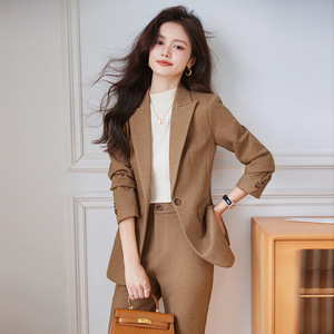 Women's Woolen Suit Set Autumn Winter 2024 Professional Commute Elegant Anti-Wrinkle Polyester Fabric - Product Image 2