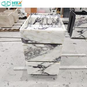 Hzx Premium Kalkoen Calacatta Viola Marmeren Platen Voor Aangepaste Badkamer Gootsteen Hotel Thuis Vrijstaande Wastafel Sokkel Wastafel - Product Image 3