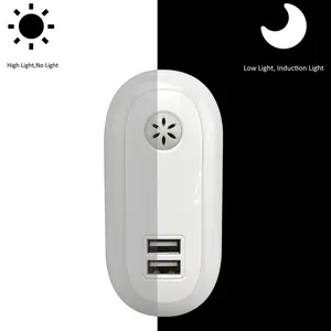USB soket LED fiş göz koruması gece lambası USB duvar lambası Dusk ile parlak sensör lambası abd fişi ile