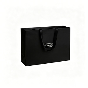 Bolsa de Compras de Papel Rosa Personalizada con Asas de Listón Negro, Impresión Offset, Estilo Clásico, Empaque para Regalos Empresariales - Product Image 3