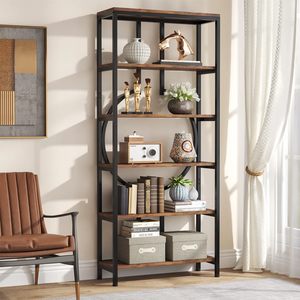 Estantería Abierta de Madera Moderna, Estante de Almacenamiento Alto y Portátil, Organizador de Libros para Dormitorio, Sala de Estar, Hotel - Tamaño Grande - Product Image 2