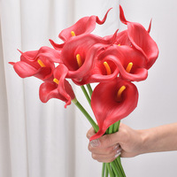Fleurs artificielles en PU de 34 cm, calla lily écologiques, mini, toucher réel, décoration d'intérieur, fête des mères, remise de diplôme, Pâques, Noël, Halloween