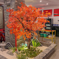 Décoration intérieure en fibre de verre, grand arbre de simulation, arbres rouges d'automne, arbre d'érable artificiel japonais