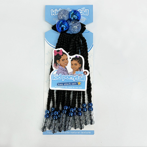 Accesorios para el cabello para niña, coleta trenzada con lazo y cuentas para niña - Product Image 3