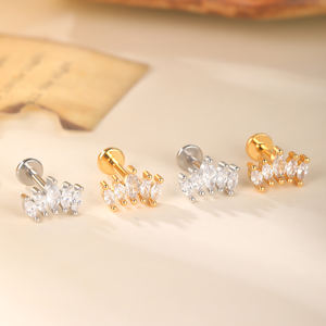 RVS Intern Schroefdraad 16G <span class=keywords><strong>Labret</strong></span> Studs Lip Piercing Kraakbeen Oorknopjes Body Piercing Sieraden Met Zirkoon - Product Image 3