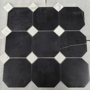 Offre Spéciale moderne Style <span class=keywords><strong>noir</strong></span> <span class=keywords><strong>blanc</strong></span> marbre octogone mosaïques salle de bain sol cuisine décoration murale mosaïque pierre pavage <span class=keywords><strong>carrelage</strong></span> - Product Image 2