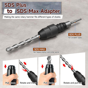 Connecteur de tige d'extension multi-outils pour perceuse à percussion électrique à mandrin SDS à cinq rainures et queue ronde - Product Image 4