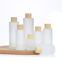 Flacon en verre personnalisé pour tonique hydratant, flacon opaque pour produits de soin de la peau, vaporisateur, bouchon en plastique, bois, bambou, 80 ml, 100 ml