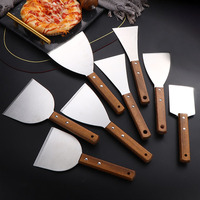 Manche en bois en acier inoxydable Outils de cuisine Ustensiles de cuisine Pelle Pancake Egg Turner Teppanyaki Steak Spatule