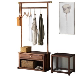 Porte-manteau pliable de style chinois moderne en bois de noyer, autoportant pour salon, chambre et usage domestique - Product Image 5