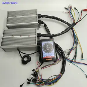 1 * M6T液晶显示器 + 2个控制器18MOSFET 36V48V60V72V1200W用于双电机驱动电动踏板车摩托车MTB全地形车雪地车