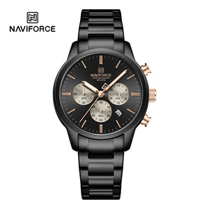 นาฬิกาข้อมือผู้ชาย <span class=keywords><strong>NAVIFORCE</strong></span> 8076 ของแท้ นาฬิกาควอตซ์ กันน้ำ โครโนกราฟ สายสแตนเลส <span class=keywords><strong>สี</strong></span>ดำ เรียบง่าย - Product Image 2