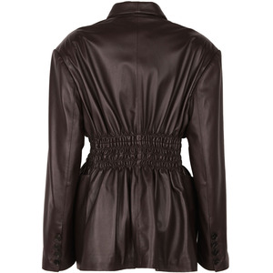 Giacca in Vera Pelle con Vita Elastica per Donna, Giacca in Pelle a Doppio Petto, <span class=keywords><strong>Moda</strong></span> Autunnale - Product Image 5