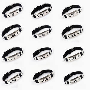 Go Party Fashion Brazalete de acero inoxidable y silicona 12 Brazaletes del horóscopo para parejas y amigos Gran idea de regalo - Product Image 5