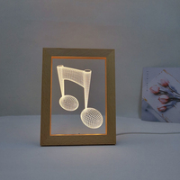 Lampe LED en bois format a4 et tactile avec cadre en acrylique, avec tête en bois, idéal pour une Photo
