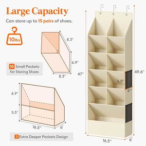 Hot Sale High Quality Door <b>Shoe</b> Organizer 15 Pockets Modern Style Fabric Rack Hanging <b>Shoe</b> Storage Stainless - Product Image 2