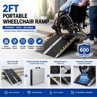 Rampa Plegable de Aluminio de 2 Pies para Sillas de Ruedas, Fácil de Transportar, 600 LBS, Superficie Antideslizante, Rampa de Movilidad para Perros y Mascotas, Escalones de Porche