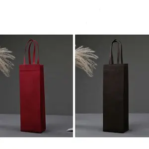 Reusable Nonwoven Tote Wine Bag Single 1 Bottle Non Woven Fabric Wine Bags Wine Bottle Pouch With Customized Logo