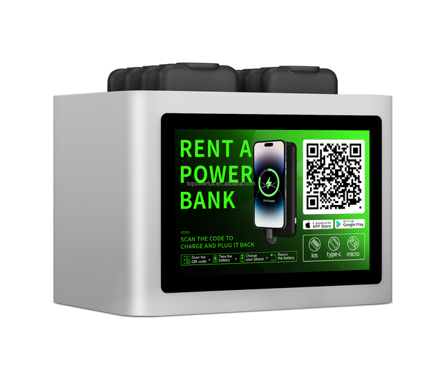Rental Station 8 Slots Power Bank Rental Share Station with Screen for Commercial Outdoor Use Micro USB Input 36W Fast Charging