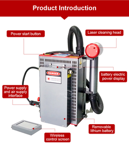 เครื่องทำความสะอาดไฟเบอร์เลเซอร์แบบพกพา 100W 200W 300W กำจัดสนิม สี คราบน้ำมัน สำหรับพื้นผิวโลหะ ระบบอุตสาหกรรม - Product Image 4