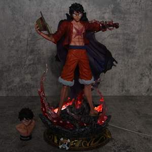 37CM Cartoon Ones Pieced Anime Singe D Luffy <span class=keywords><strong>Figurine</strong></span> <span class=keywords><strong>Sakura</strong></span> 2 Têtes Statue Gk Pvc Collection Modèle Décoration Ornement Jouet - Product Image 3