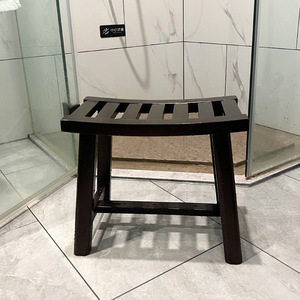 Bath <b>Stool</b> Solid Wood Large Chinese Style <b>Bathroom</b> Seat - Product Image 4