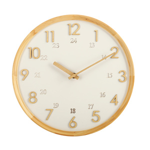 Reloj de pared de madera de 24 horas en tono claro de madera natural para decoración moderna del hogar - Product Image 1