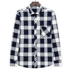 Chemise décontractée à manches longues en flanelle de coton à carreaux pour hommes - Product Image 3