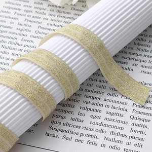 1.5cm 2.0cm vàng bạc kim loại Jacquard long lanh Webbing gấp đồ lót đàn hồi Foldover ban nhạc đàn hồi - Product Image 4