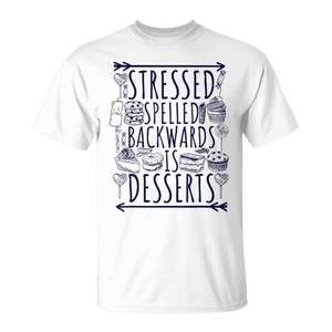 Camiseta con estampado de letras invertidas 'Stressed Spelled Backwards Is Desserts', camiseta con gráfico 'Sweet Love Sign' - Product Image 1