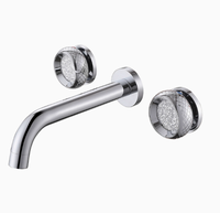 Robinet de lavabo mural en laiton avec double poignée en cristal, mitigeur dissimulé de luxe pour eau chaude et froide