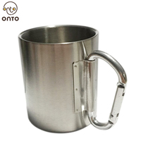 Tasse à café chauffante en acier inoxydable de 8oz avec mousqueton pour le camping et les voyages 220ml